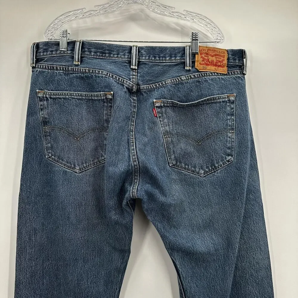 Levis 501 Jeans Mens 40x32 Blue Denim Straight Leg Button‎ Fly Classic Fit